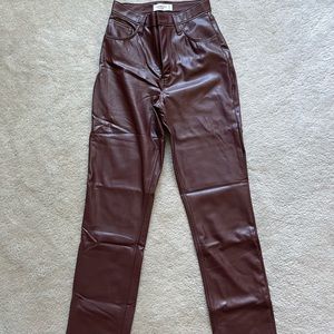 Abercrombie Curve Love 90s Straight Ultra High Rise Leather Pants